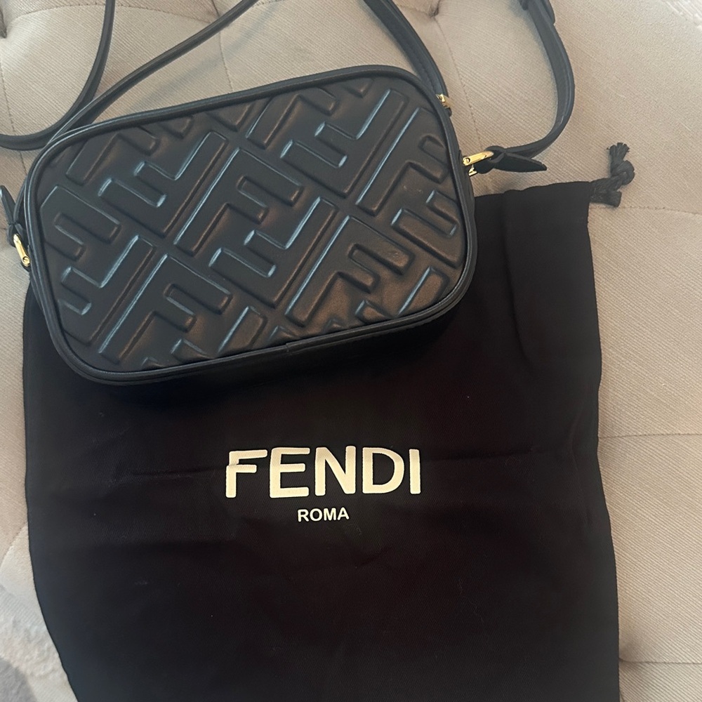 Fendi Black Embossed Shoulder Bag